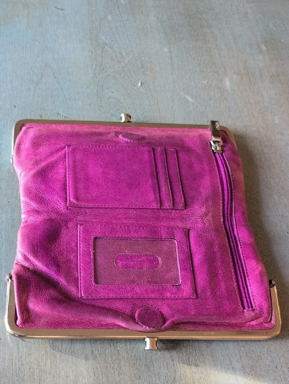 HOBO Purple Leather Double Frame Clutch